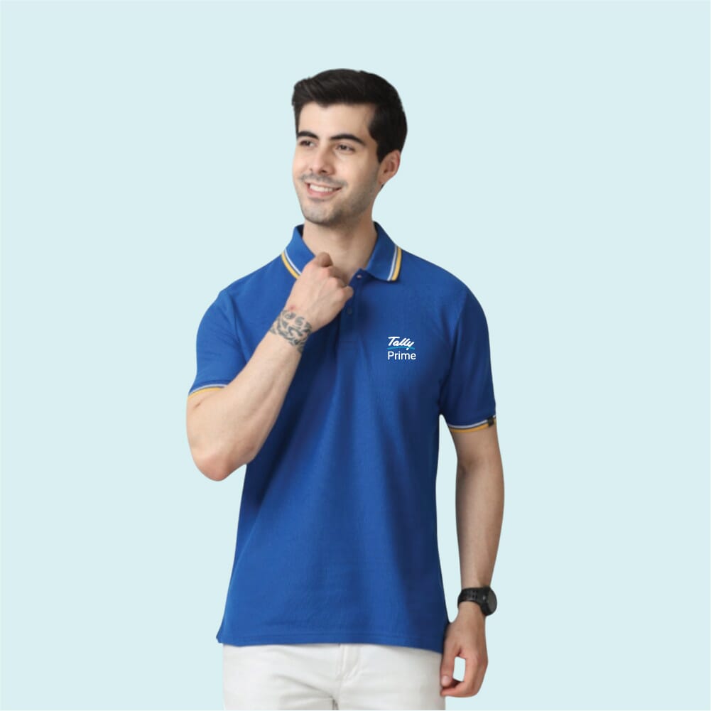 Marks & Spencer Polo T-shirt Tipping-Blue with Yellow